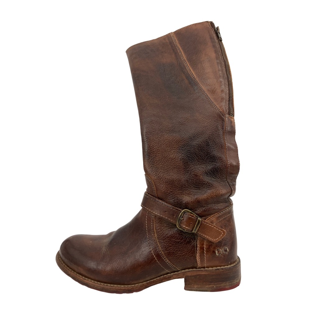 Bed Stu Manchester Tall Boots Womens 8.5 Brown Distressed Leather Zip